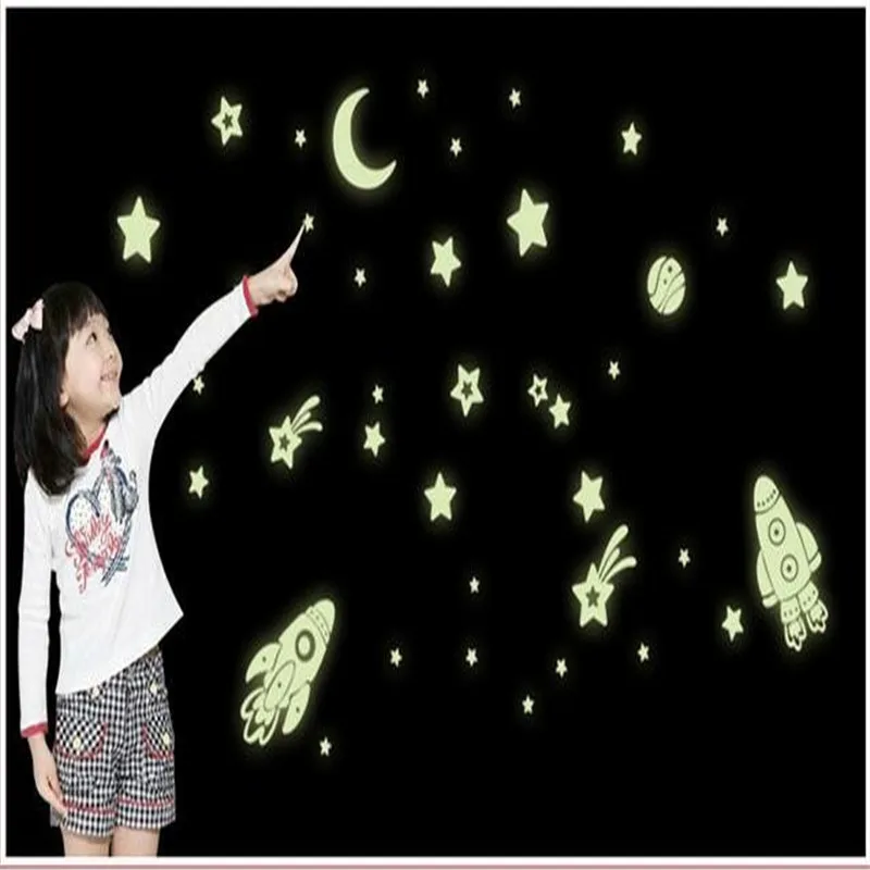 KEDODE Творческий звезда луна люминесцентные настенные Стикеры в ночь Glow