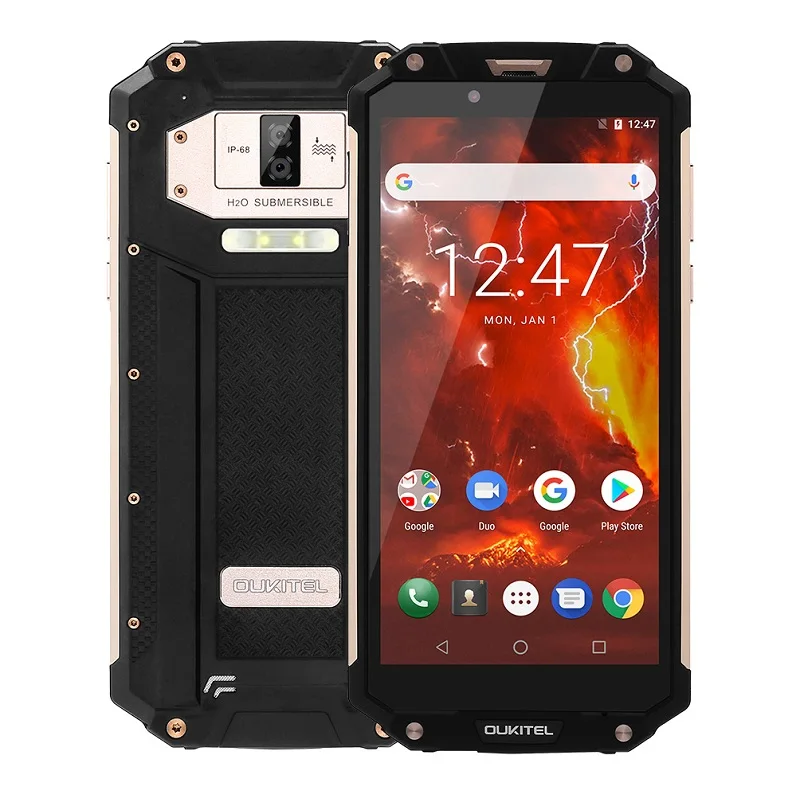 Оранжевый OUKITEL WP2 IP68 NFC 10000 мА/ч, Водонепроницаемый мобильный телефон, четыре ядра, MT6750T 4 Гб Оперативная память 64 Гб Встроенная память 6," 18:9 16+ 8 Мп смартфон с отпечатками пальцев - Цвет: Оранжевый