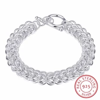lekani mens fine jewelry 10mm 21cm round circles link chains 925 sterling silver bracelet bangle pulseras male holidays gift