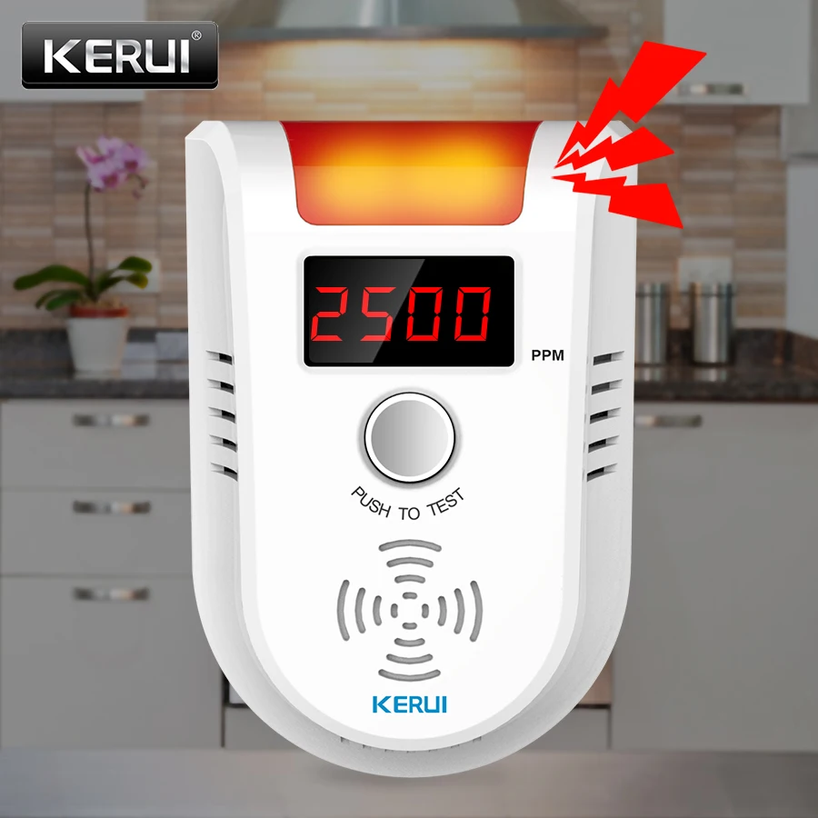 KERUI GD13 LPG газовый светодиодный детектор, Беспроводной интеллектуальный датчик, голосовое автоматическое обнаружение, датчик сбоя утечки, сигнализация