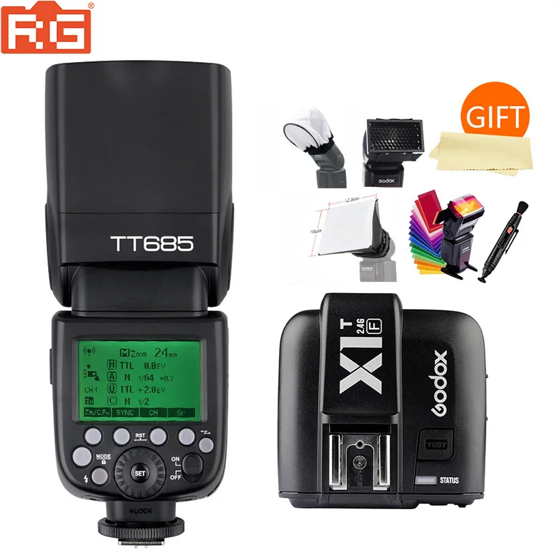 Вспышка Godox TT685F TT685C TT685N TT685O TT685S 2 4G 1/8000s TTL GN60 Speedlite + X1T триггер для CANON NIKON Sony Olympus