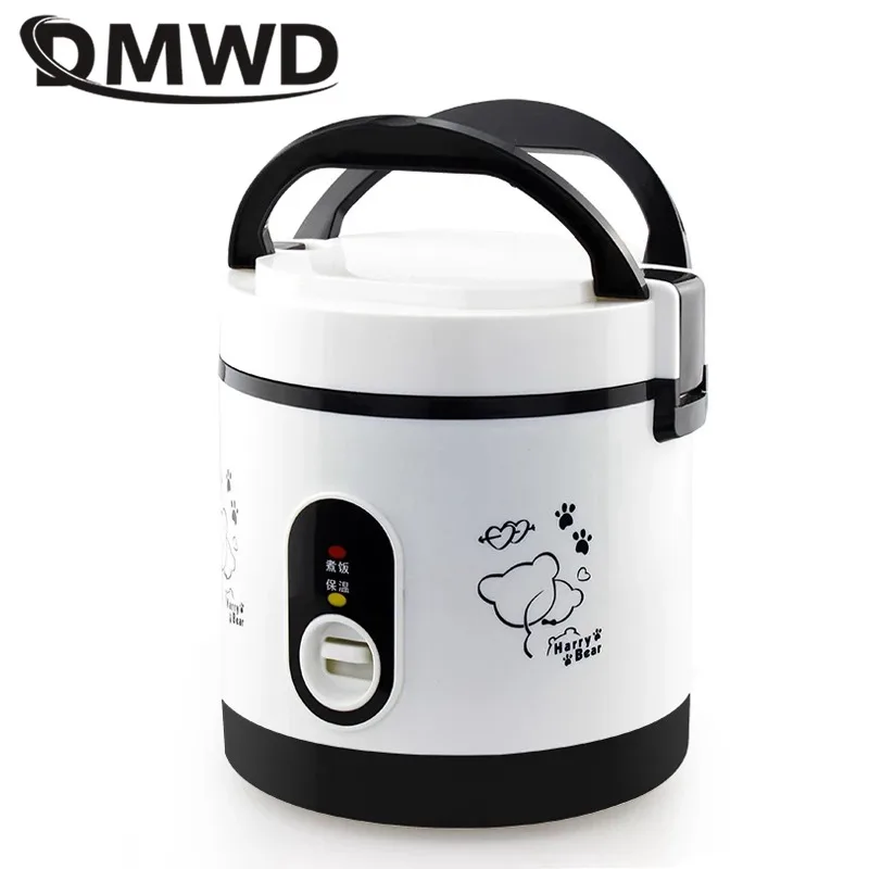 DMWD 1.2L портативная мини рисоварка маленькая 2 слойная Пароварка
