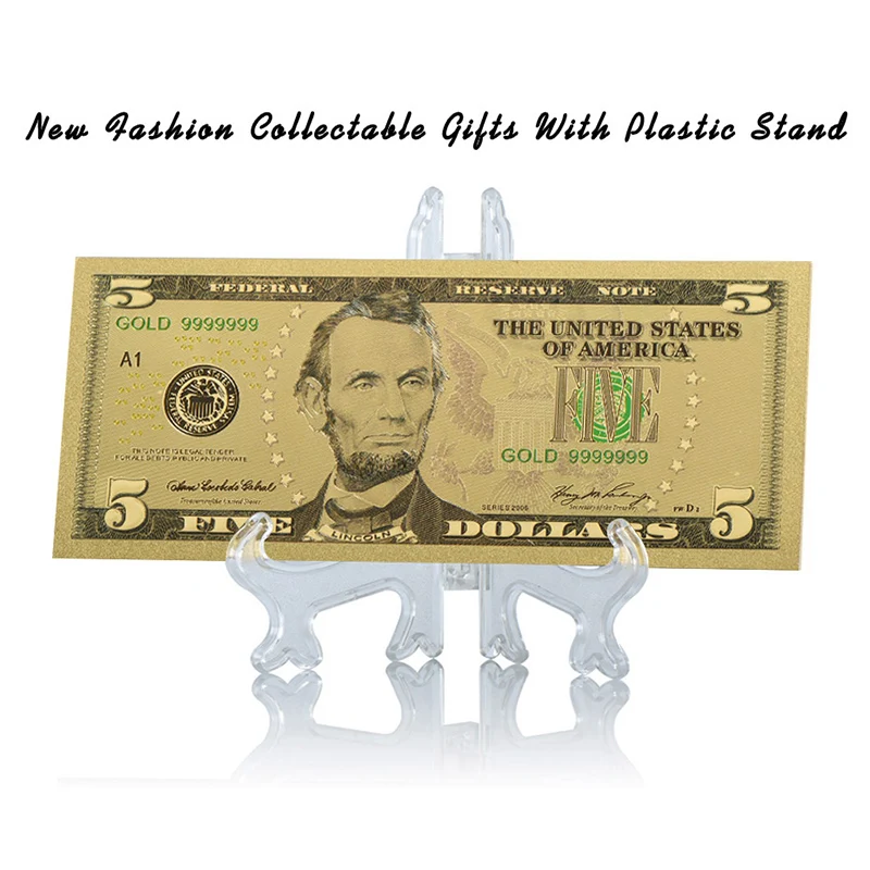 WR Роскошные сувенирные подарки американская красочная 24 к Золотая банкнота 5