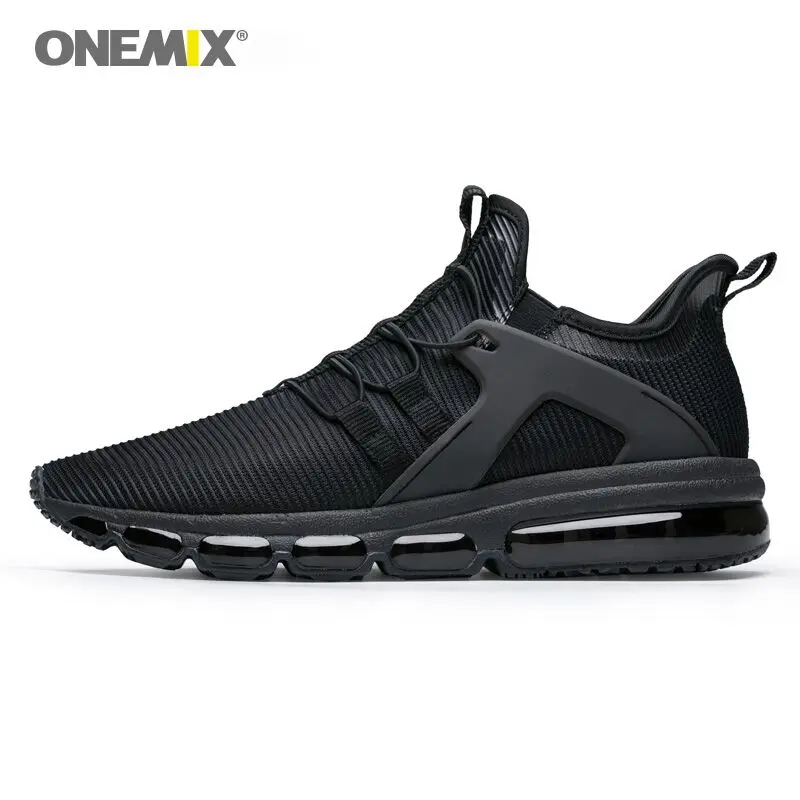 ONEMIX Men's Lightweight Sport Air Cushion Running Shoes Black Road Running Shoes Outdoor Male Athletic Sport Walking Sneakers