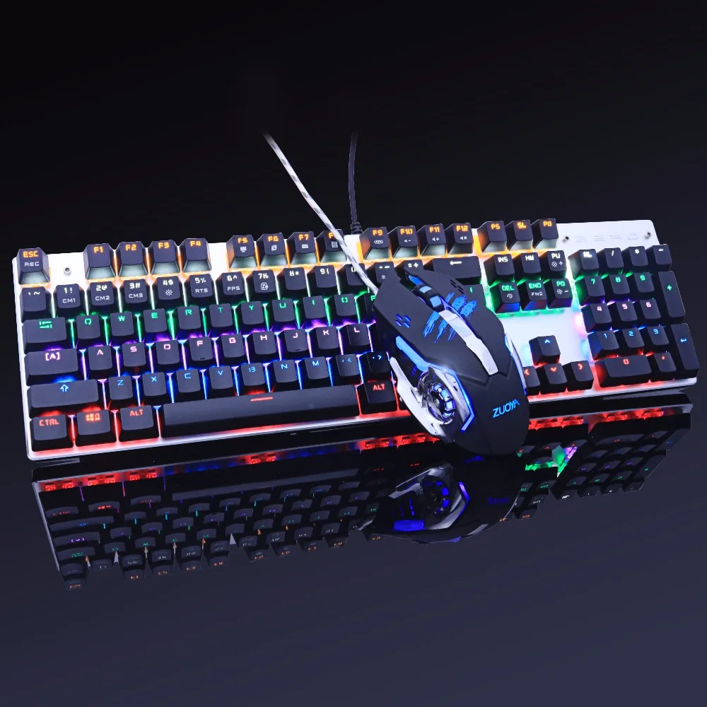 Metoo Подлинной Со СВЕТОДИОДНОЙ Подсветкой Игры Механическая Клавиатура 87/104 ключи