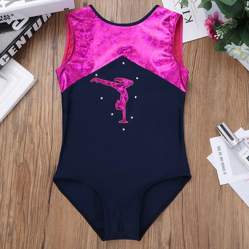 Детские балетные трико для девочек Одежда танцев блестящие гимнастические