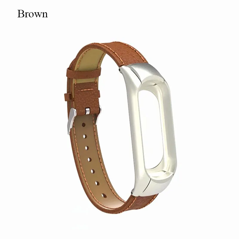 Brown BOORUI новейший ремешок из натуральной кожи для Xiaomi mi Band 3, Смарт-часы, браслет mi band 3, ремешок mi 3, аксессуары для ремешка с 5 цветами - Цвет: Brown