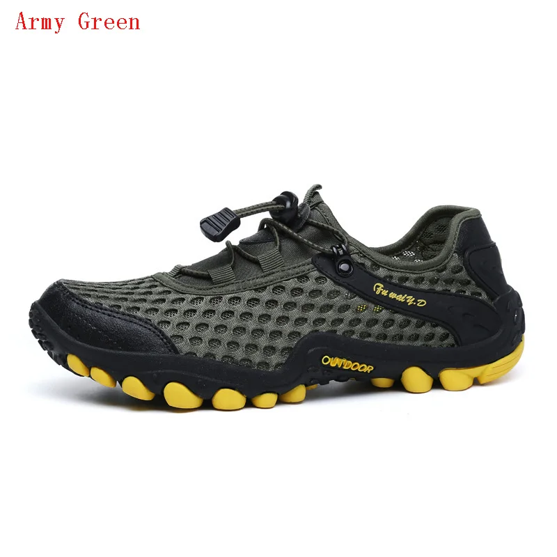 Army Green SOCONE/Летняя уличная Мужская обувь из сетчатого материала; легкие быстросохнущие водонепроницаемые кроссовки; Нескользящая дышащая обувь - Цвет: Army Green