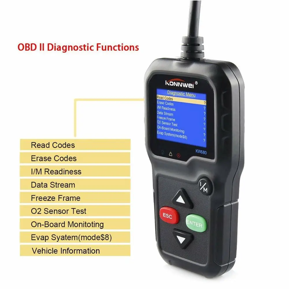 OBD2 сканер OBD Автомобильный диагностический инструмент KONNWEI KW680 чтение понятных