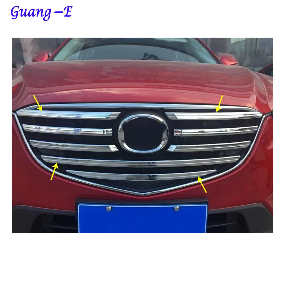 Для Mazda CX-5 CX5 2013 крышка кузова ABS Хромированная гоночная накладка на двигатель Передняя решетка решетки капота
