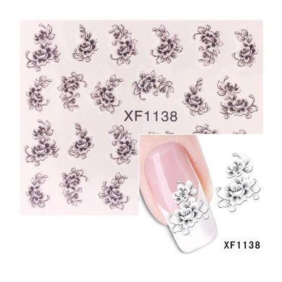 XF1138 YZWLE, 1 лист, дополнительно, Цветущий цветок, искусство ногтей, водные переводные наклейки, переводные наклейки, инструменты для ногтей - Цвет: XF1138
