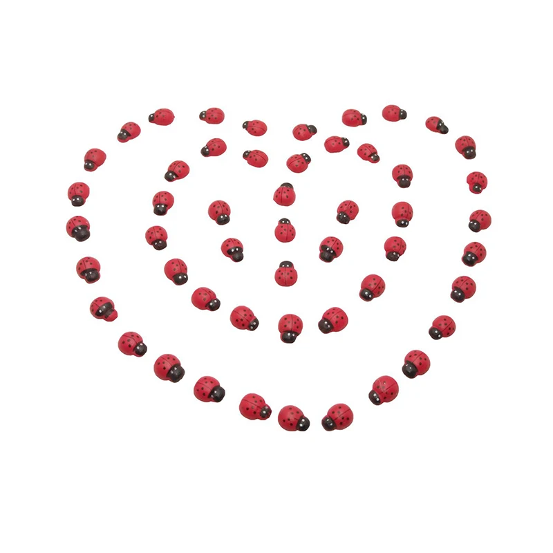 100pcs/pack Mini 1.4*0.9cm Wooden Ladybug Sponge Stickers Mini Fridge Magnets for Scrapbooking Micro Landscape Decor