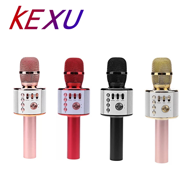 Портативный беспроводной микрофон kexu Q37 для караоке USB bluetooth колонка музыкальный