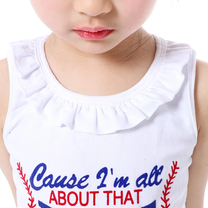 2018 эксклюзивная детская одежда летний белый бейсбольный топ и шорты для девочек