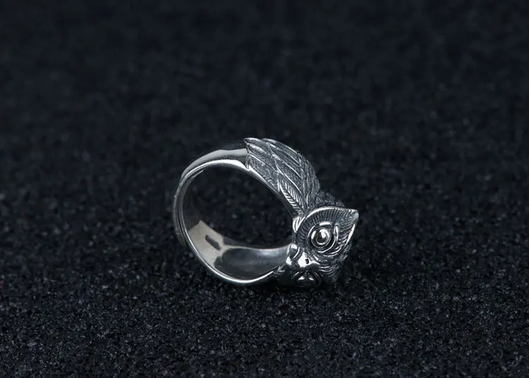 Кольцо FNJ в стиле панк, Орел, животное, сова, 925 серебро, Anillos, новая мода, S925 Стерлинговое Серебро, кольца для мужчин, ювелирное изделие, регулируемый размер, bague