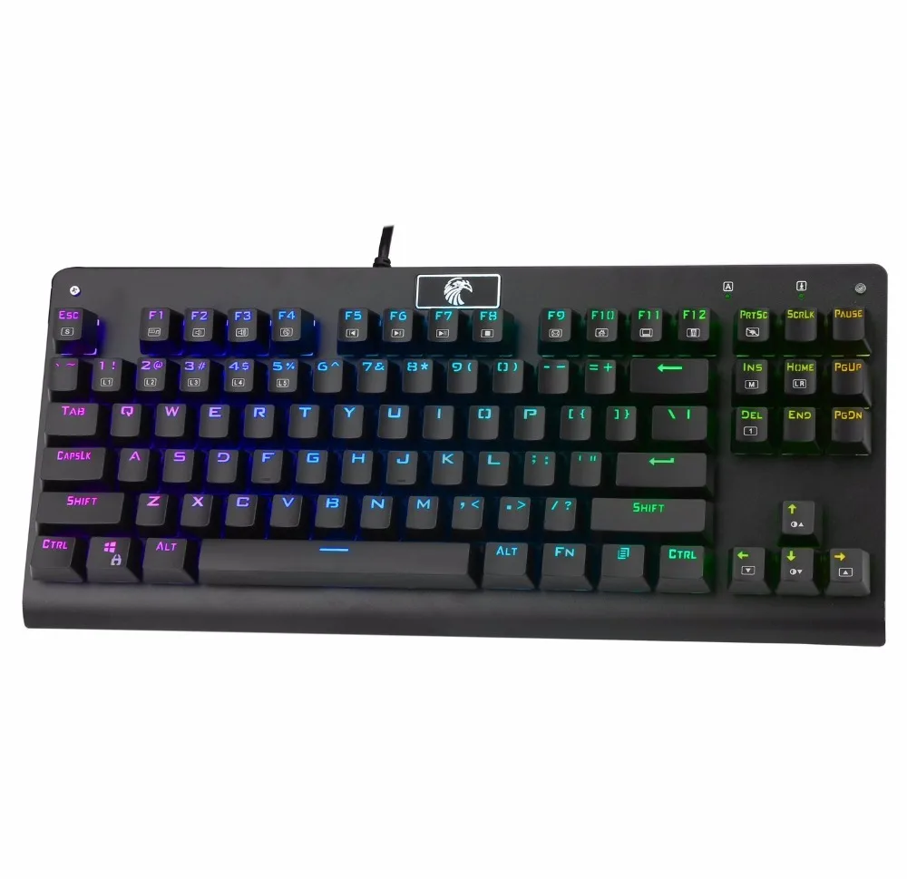 Eagle Z-77 TKL Механическая игровая клавиатура RGB светодиодный Backilt Сменные синие переключатели, 87 клавиш анти-привидение QWERTY Макет