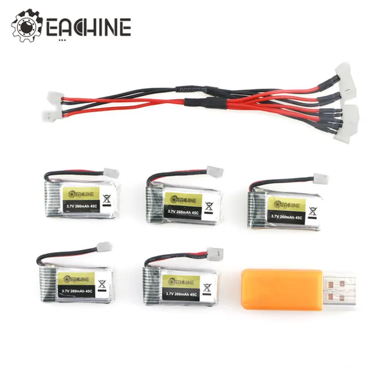 5 шт. Eachine E010 E010C E011 E013 3 7 В 260 мАч 45C Lipo батарея USB зарядное устройство Разъем для RC Quadcopter Power Charging Parts|3.7v 260mah|lipo