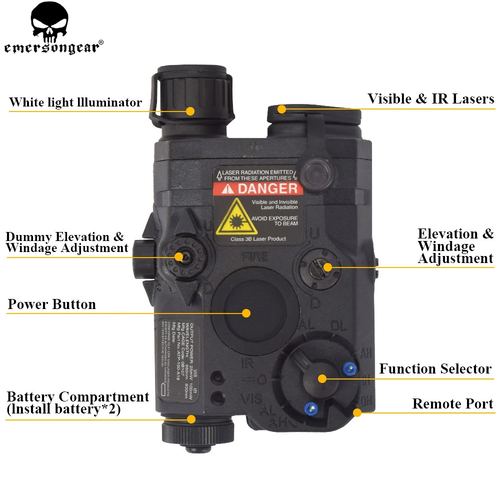 EMERSONGEAR тактическая стрельба LA PEQ-15 красное лазерное устройство светодиодный фонарик IR Len ATPIAL для страйкбола AEG принадлежности для охоты
