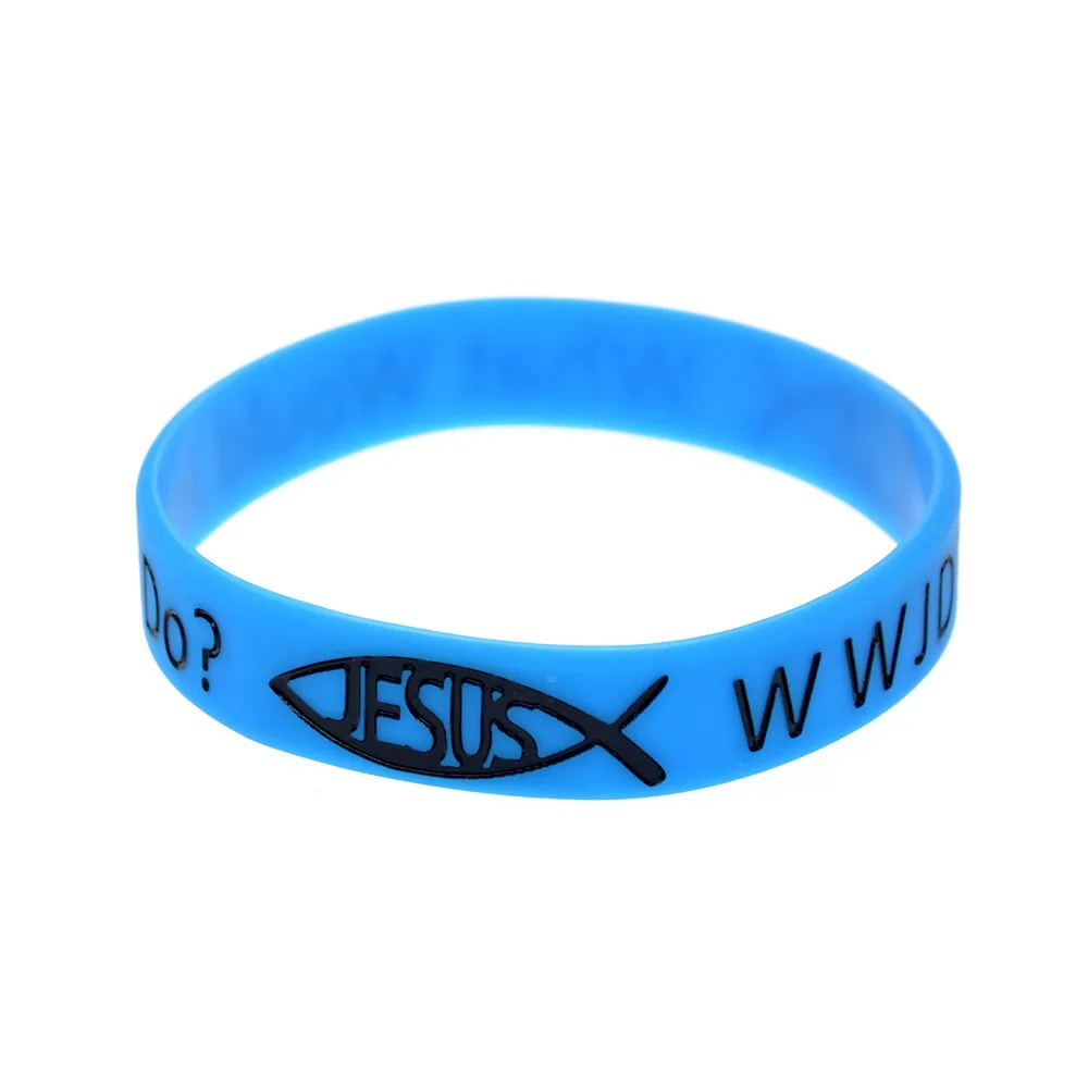 OBH 50 шт. напечатанный What Will Jesus Do WWJD силиконовый резиновый браслет