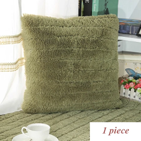 green pillowcase 1 шт., плюшевый тканевый чехол для дивана, полотенце, однотонный цвет, Европейский мягкий чехол, устойчивый чехол для дивана, чехол для гостиной, оконные коврики - Цвет: green pillowcase