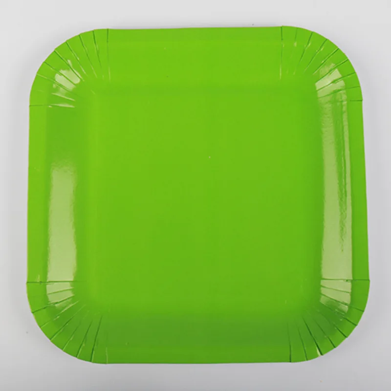Green 10 шт./лот, квадратные бумажные тарелки для дня рождения, свадебной вечеринки, принадлежности для душа для детей, украшения для дома, одноразовые столовые приборы - Цвет: Green
