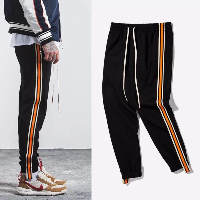 Новая осень 2017 Винтаж боковой полосой спортивная Брюки для девочек модные в