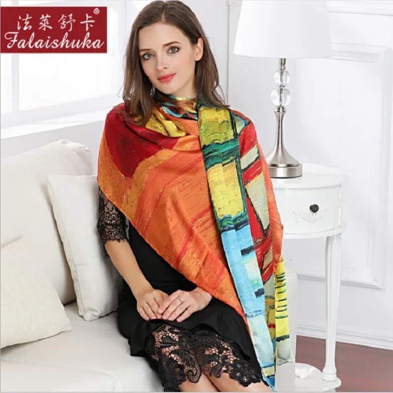 100% шелковые шали из пашмины с цветочным принтом очень большие длинные 2019 женские