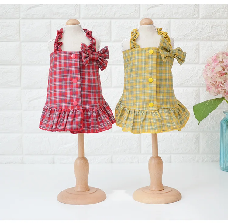 Весенне летняя одежда для собак с большим бантом желтые красные цвета размеры Xs xl