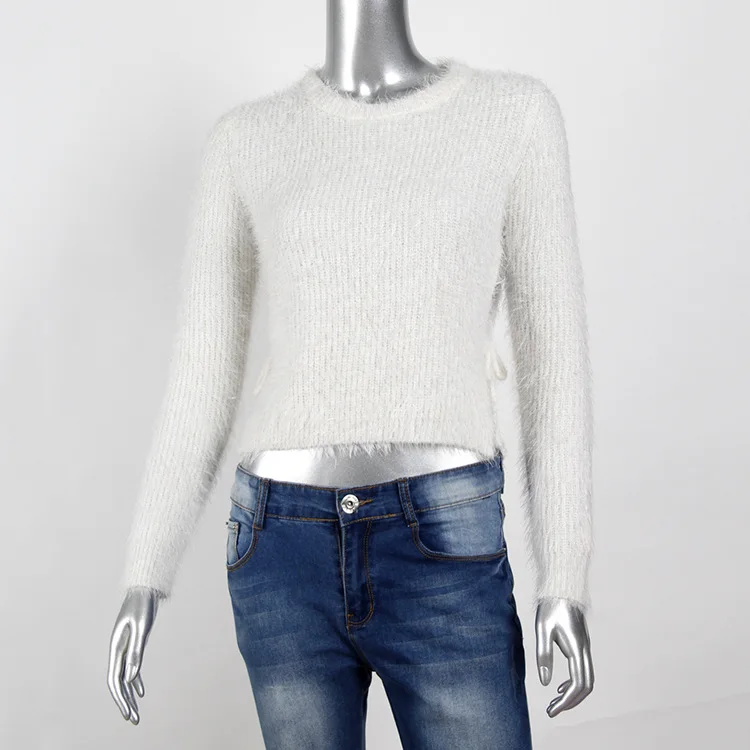 H.SA Autumn winter women sweaters and pullovers korean long sleeve Sexy crop sweater slim solid Mohair jumpers sweter Sext Tops | Женская