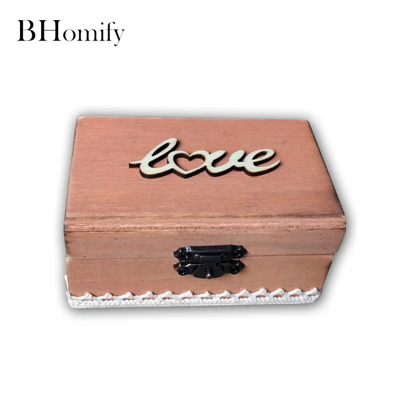 Bhomify коробка для хранения сердце письмо деревянная Шкатулка Свадебный подарок