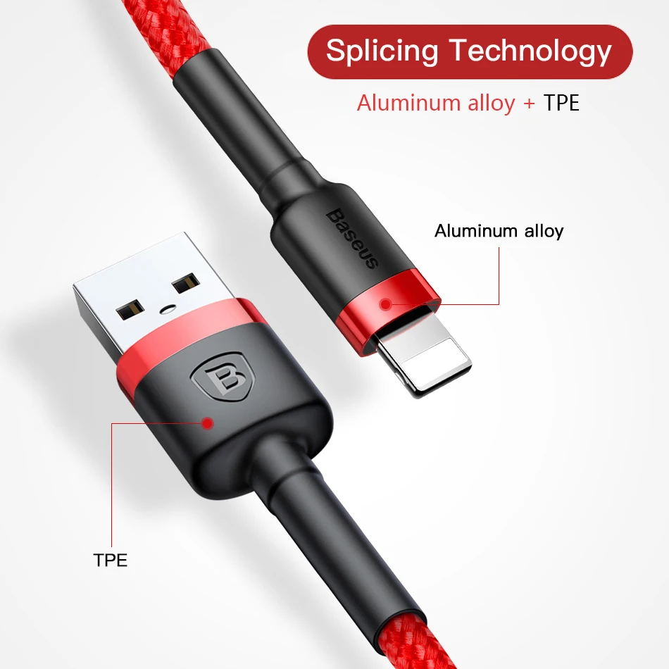 Usb-кабель Baseus для iPhone X, 8, 7, 6, 5, 6 S, быстрая зарядка для мобильных телефонов, usb-кабели для передачи данных, iPhone 5S, 5C, SE, usb-адаптер для зарядного устройства