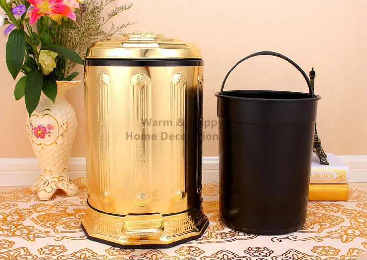 6L Европейская роскошь с ножками из нержавеющей стали педаль золото-pated контейнеры для мусора металлическая мусорная корзина мусорное ведро Корзина для переработки
