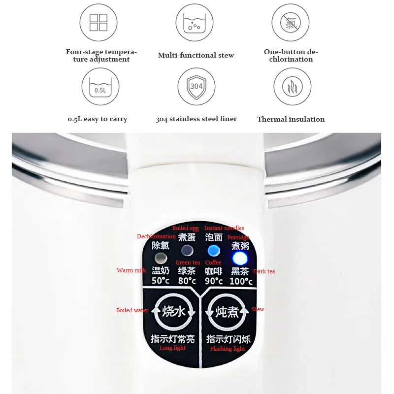 220 В Многофункциональный портативный Электрический мини чайник дорожный из