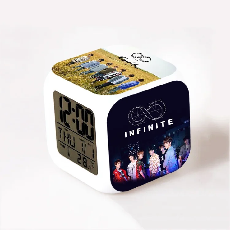 Kpop группы EXO Bigbang super junior infinite Got7 Kara LED 7 цветов вспышка меняющая ночник будильник
