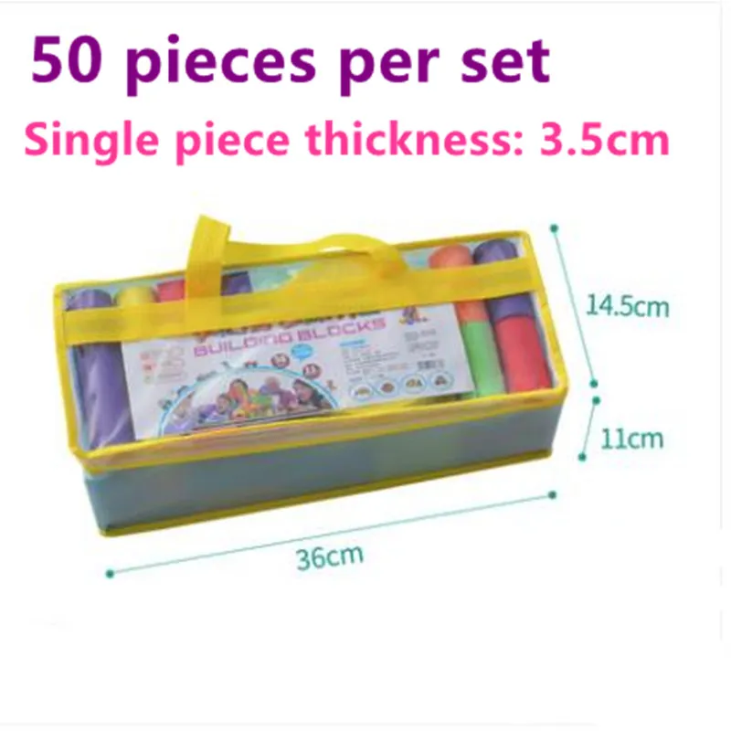 

New Hot 50pcs DIY building Brick Creative Colorful EVA Foam Building Block sets toy Kids Intelligence Exercise Assembled toys