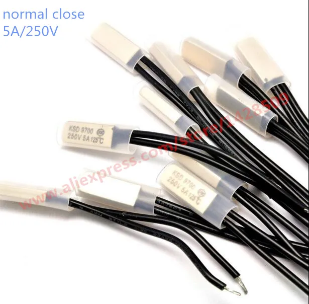 free ship 5 PCS KSD9700 250V 5A Disc Temperature Switch normal close Thermostat Thermal Protector 40~150 degree centigrade | Обустройство