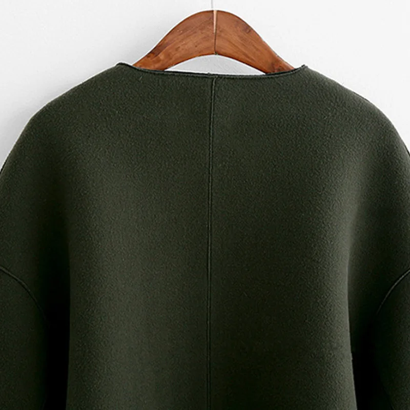 Новое осенне зимнее женское твидовое пальто шерстяное с длинным рукавом и