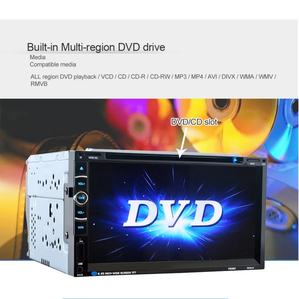 Mksup 7 дюймов 2 DIN 4 ядра dvd плеер с Сенсорный экран в тире стерео Радио Vedio USB /bluetooth/fm