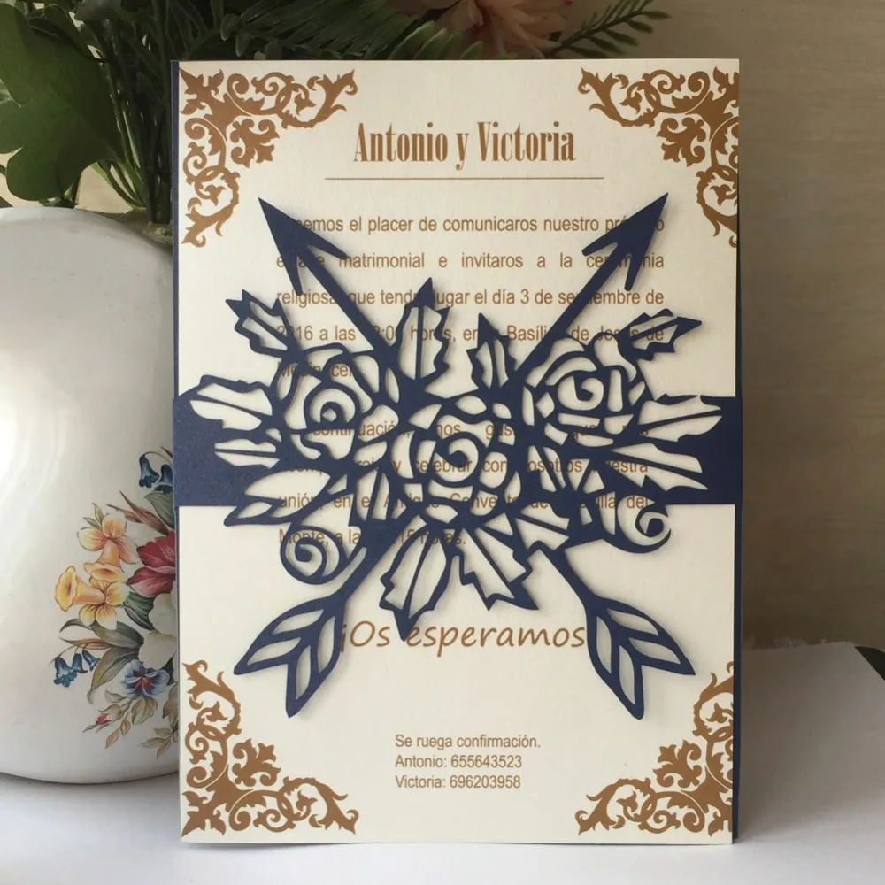 40 шт./лот изящная жемчужная бумага свадебные приглашения элегантная лазерная