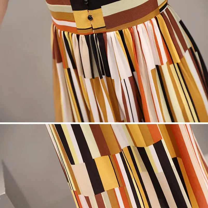 2018 новое летнее женское платье с коротким рукавом средней длины воротник