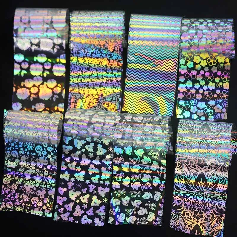 PTV64 8 шт/9 шт/10 шт Shimmer Holo 4*20 см Звездная Фольга для ногтей красочные наклейки для ногтей Звездные блестки переводные наклейки для маникюра украшения для ногтей - Цвет: PTV64