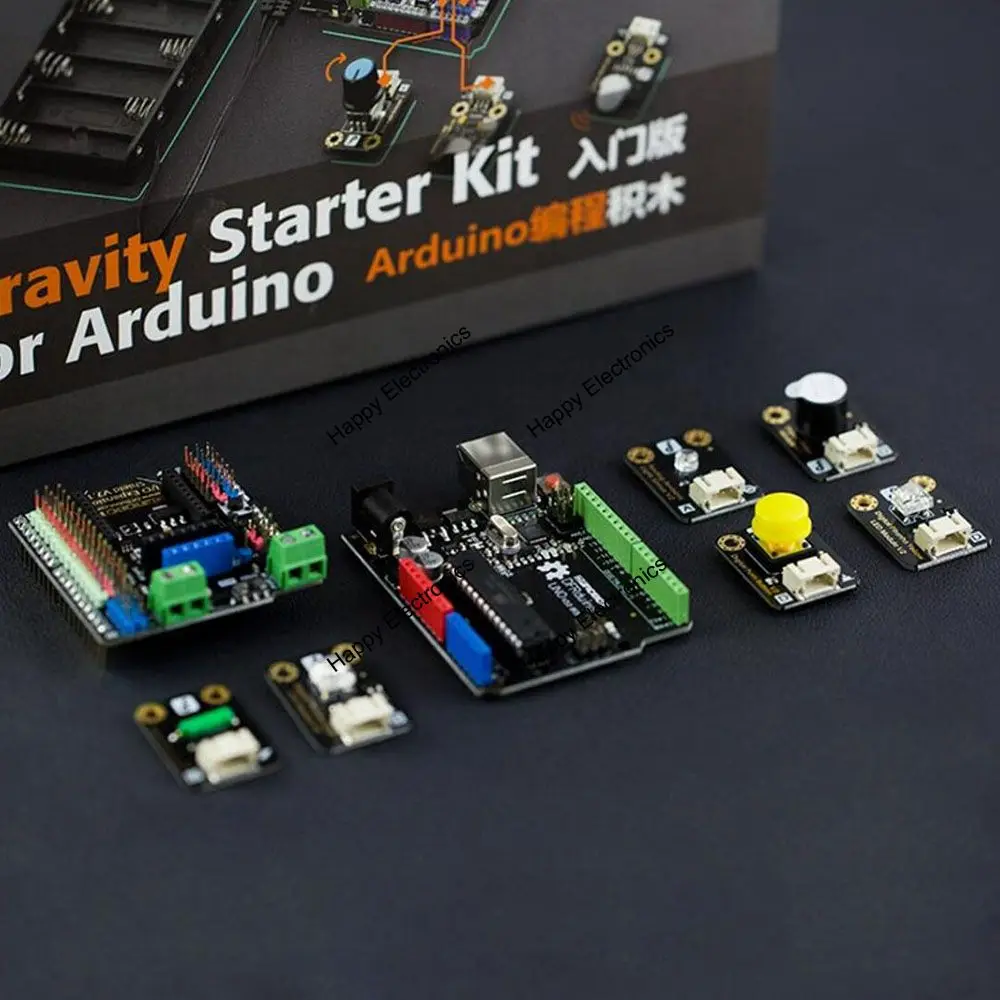 Стартовый набор DFRobot Gravity включает DFRduino UNO R3 + экран расширения IO 12 датчиков для