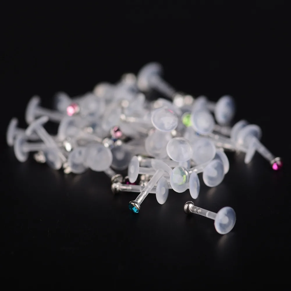 Imixlot 5 шт. Мода Круглый Циркон CZ 316l сталь и PTFE Labret губы бар кольцо пирсинг для хрящевой части уха Tragus сексуальная девушка ювелирные изделия 16 г