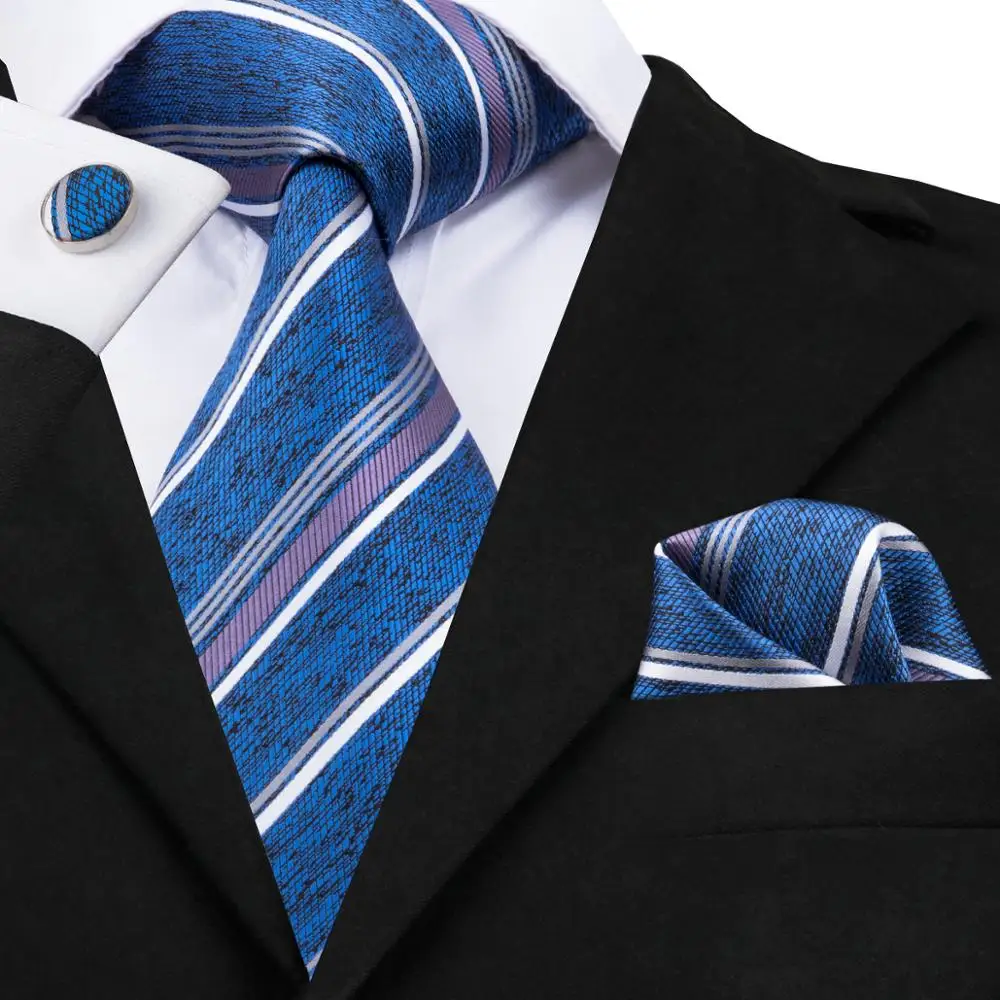 C 1703 Hi Tie 2017 Новый мужской галстук модный непревзойденный полосатый Hanky запонки 100%