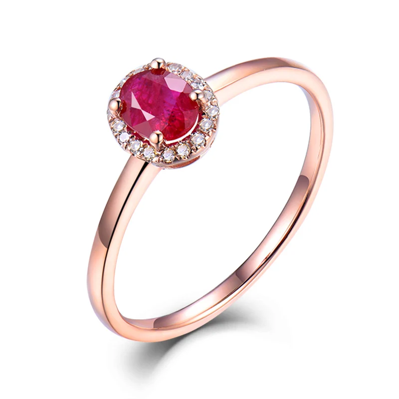 Ruby Ring Роскошные кольца для женщин, Твердое 14 к желтое золото, Подлинные Бриллианты, натуральный рубин, изумруд, драгоценный камень, подарок матери, кольцо, ювелирное изделие - Цвет камня: Ruby Ring