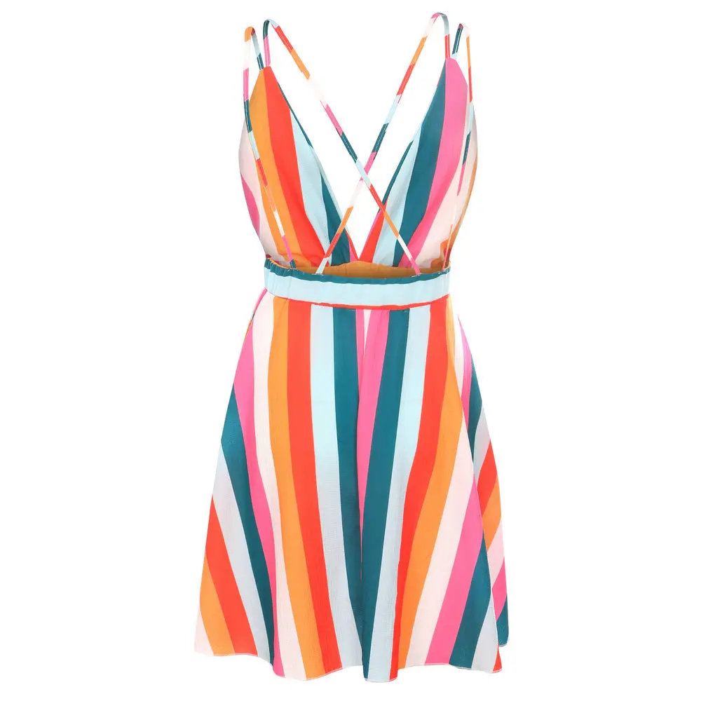 Женское богемное платье на бретелях-спагетти с V-образным вырезом | Женская