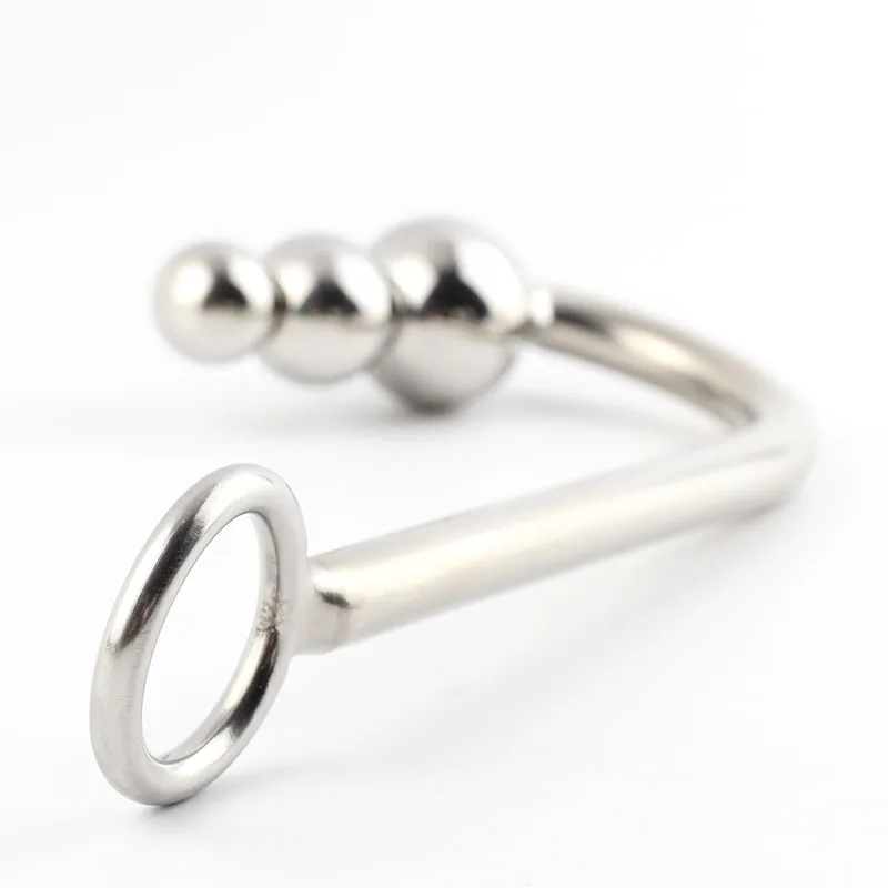 BEEGER Beaded Anal Hook Top Quality Stainless Steel with 3 balls Metal Plug hook | Красота и здоровье