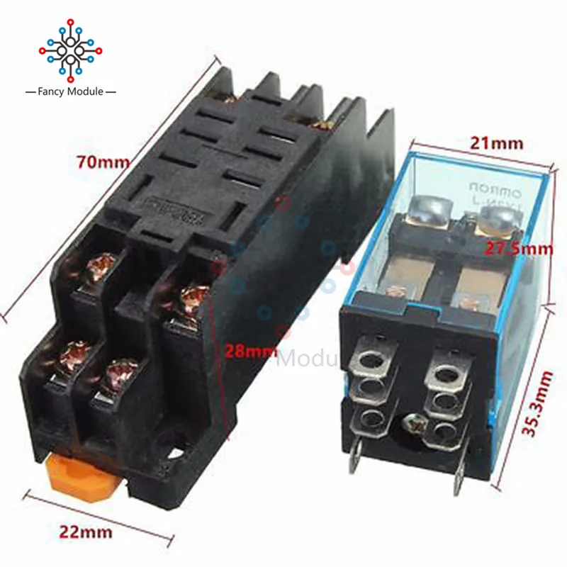 Катушка питания реле 12 В DC миниатюрное DPDT 8 контактов 10A 240VAC LY2 JQX-13F с PTF08A гнездо |