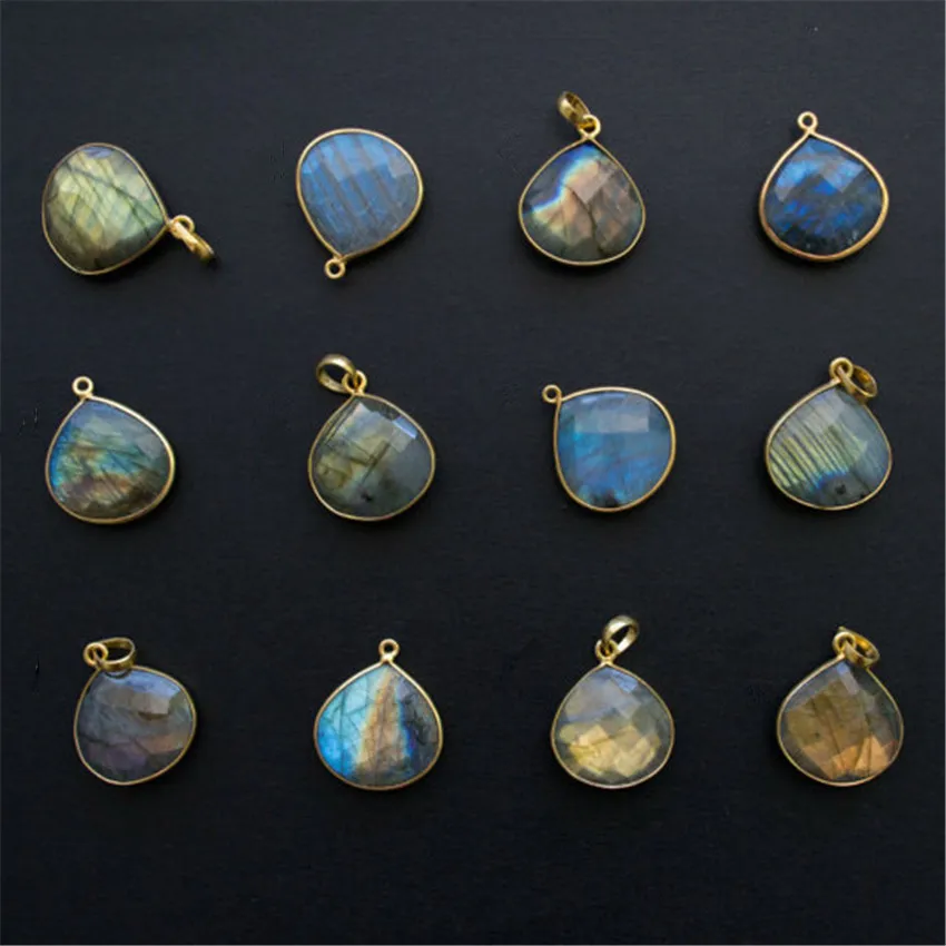 Женское Ожерелье из натурального Лабрадорита С отделкой 24-каратным золотом |