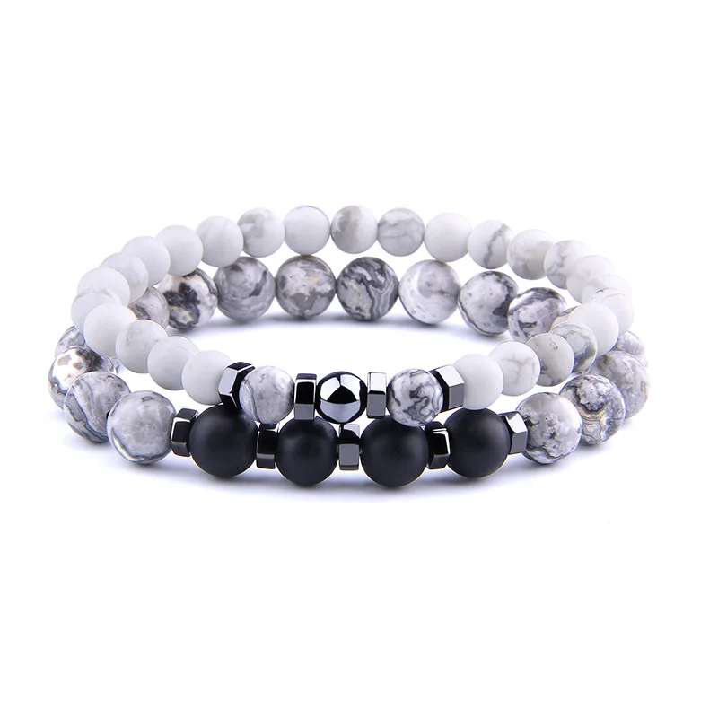 Браслет для пар Женский Мужской натуральный белый бирюзовый матовый черный Onxy